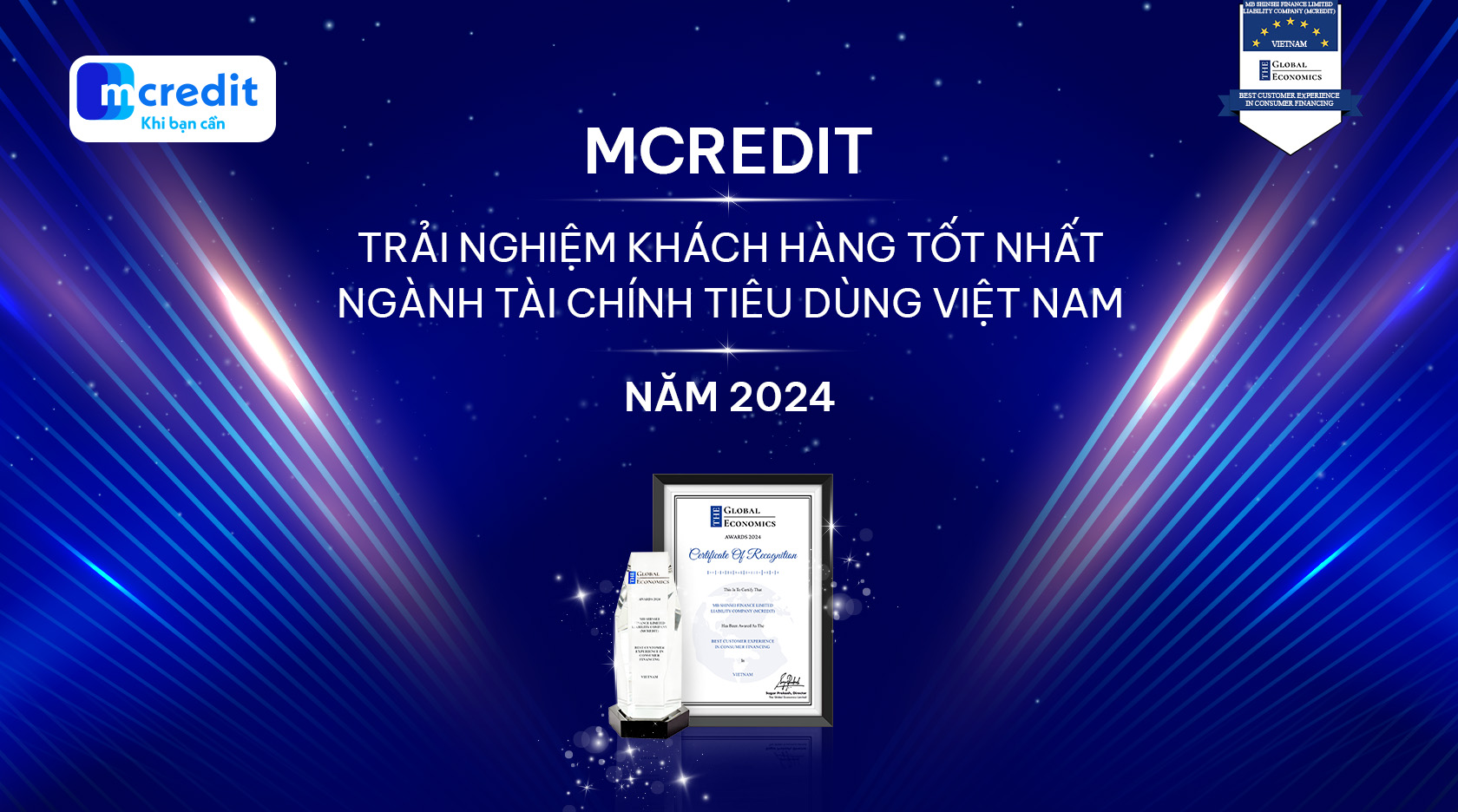 Mcredit nhận giải thưởng “Trải nghiệm khách hàng tốt nhất ngành TCTD Việt Nam"