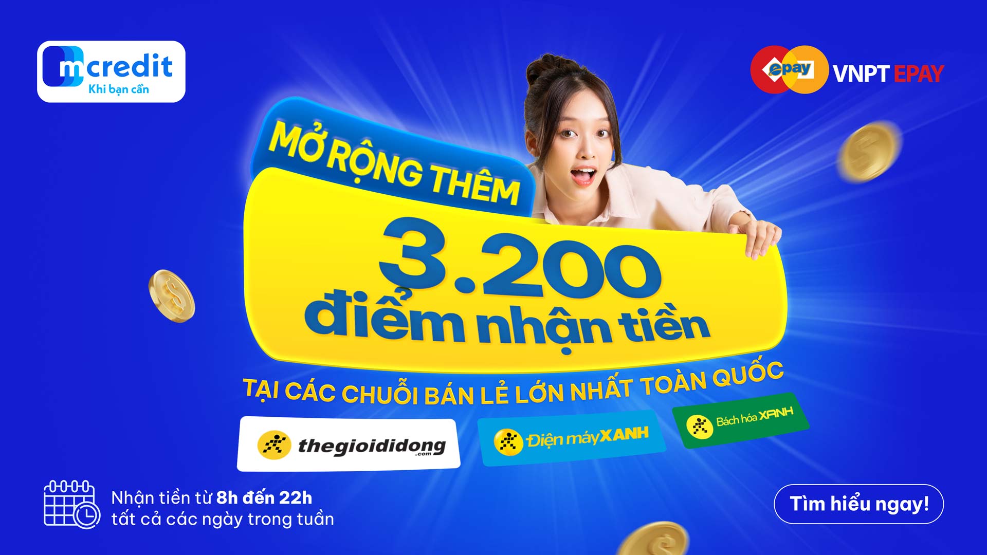 Mcredit x VNPT EPAY: Mở rộng 3,200 điểm nhận tiền khoản vay tại các chuỗi bán lẻ lớn trên toàn quốc